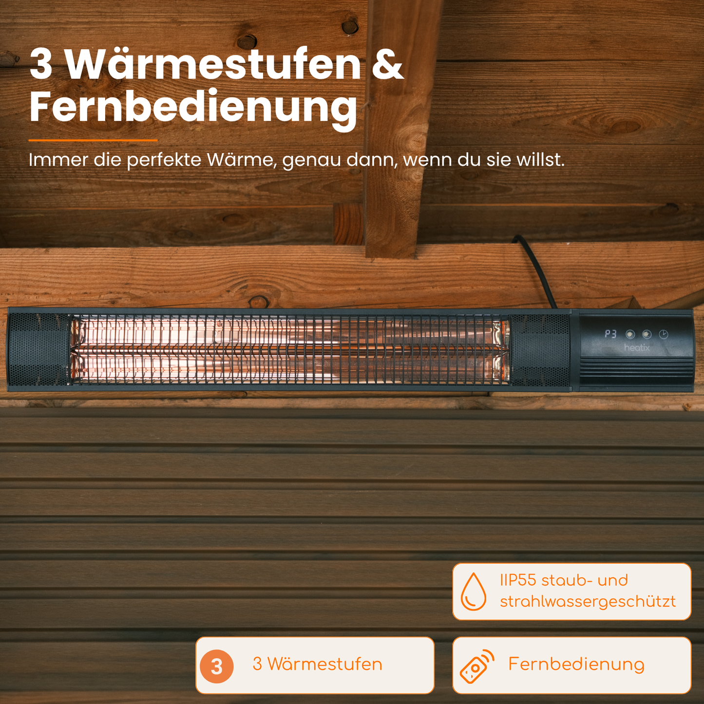 Heatix Dark Carbon Rose Gold Wandheizstrahler 2500W