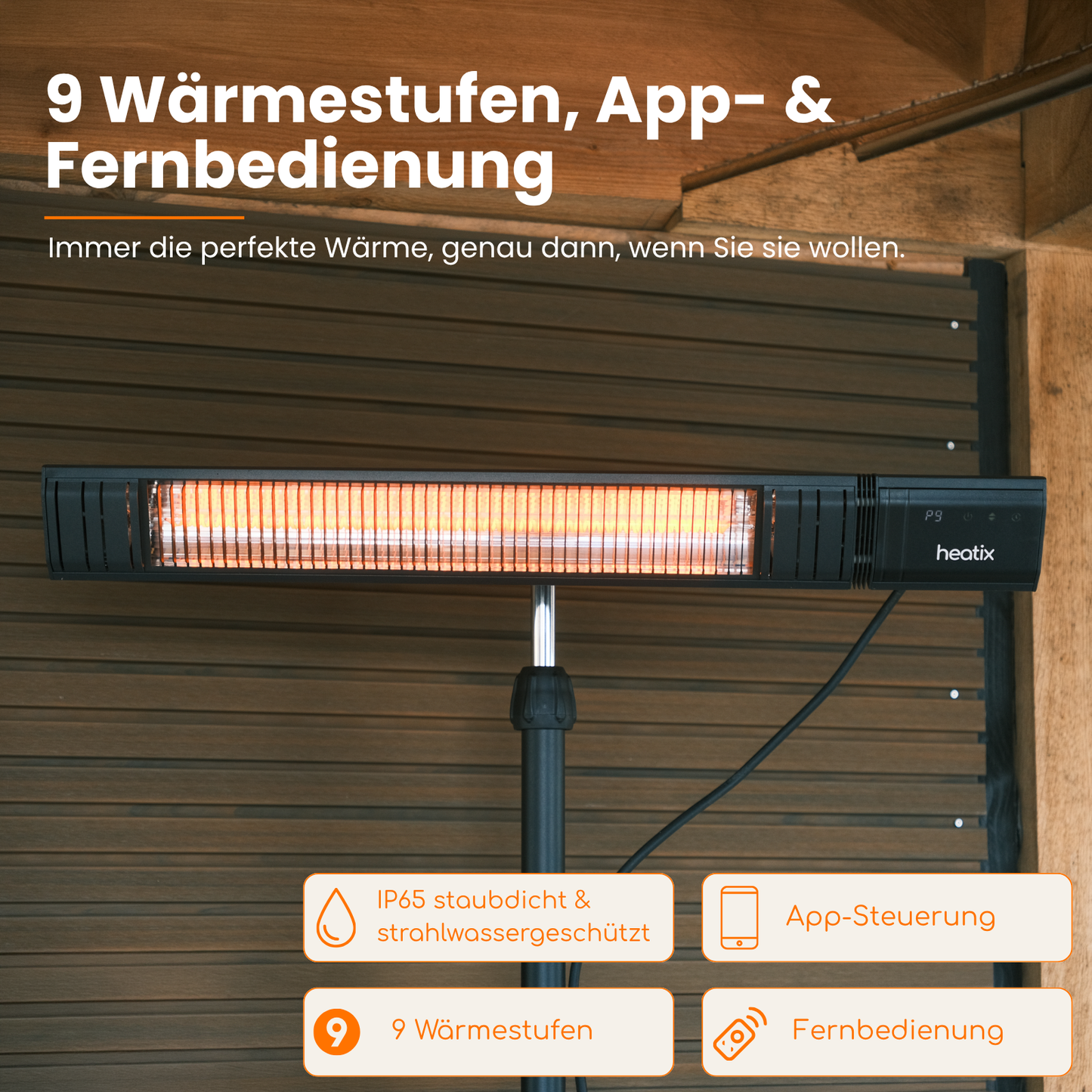 Heatix Smart Carbonfaser-Standheizstrahler (2000W / 2500W)