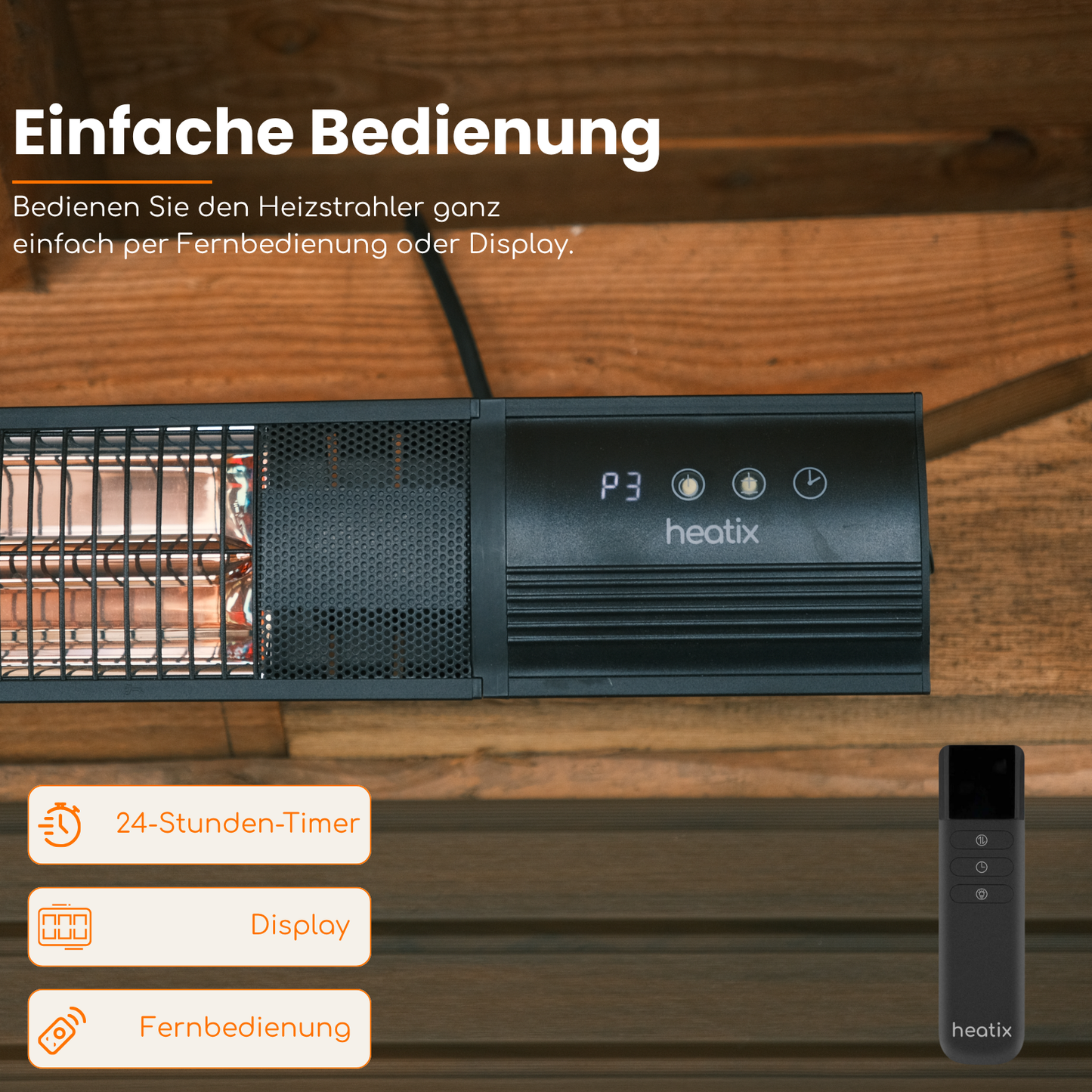 Heatix Dark Carbon Rose Gold Wandheizstrahler 1500W