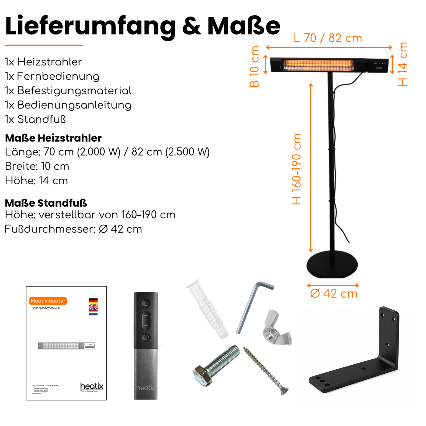 Heatix Smart Carbonfaser-Standheizstrahler (2000W / 2500W)