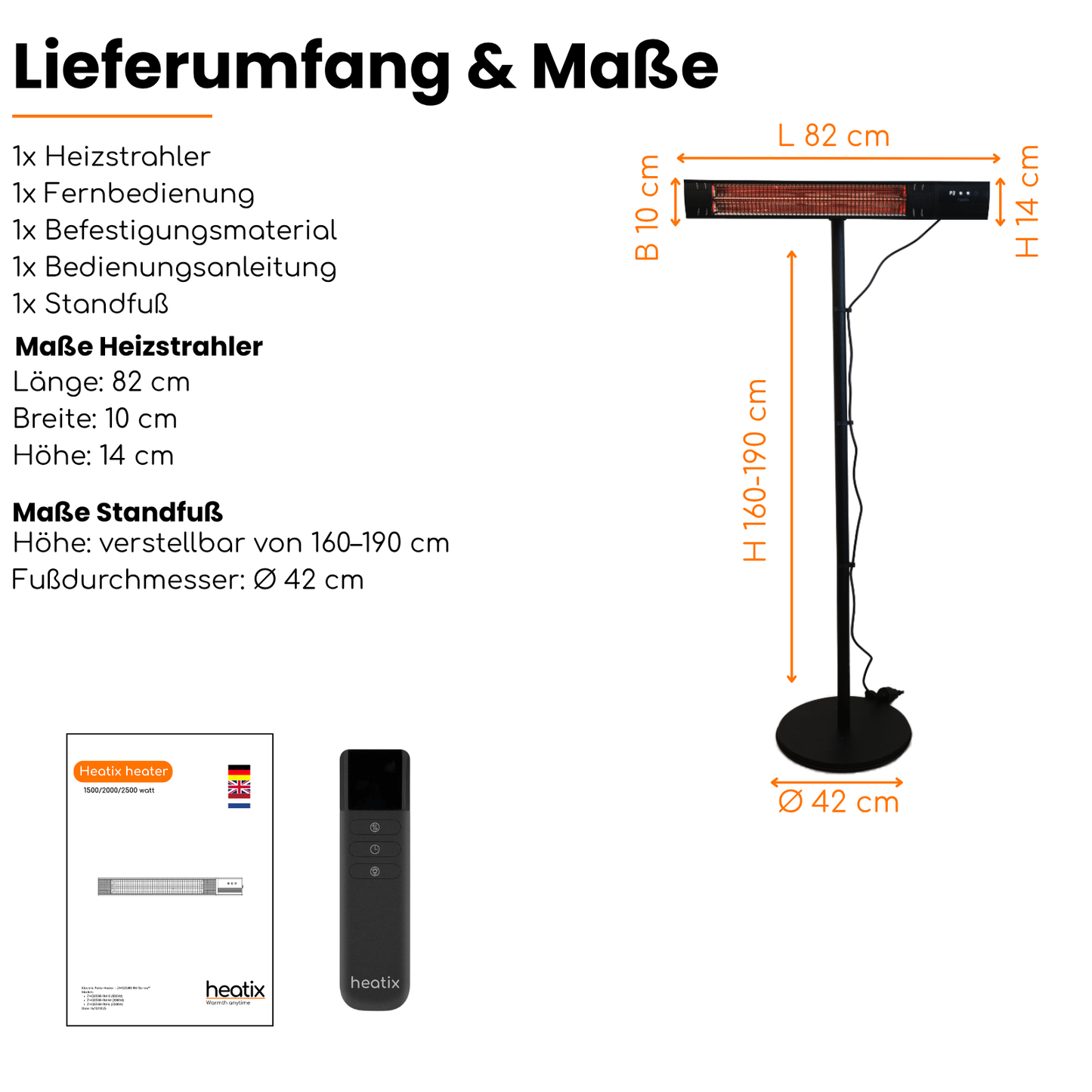 Heatix Carbon Rose Gold Standheizstrahler (1500W / 2000W / 2500W)