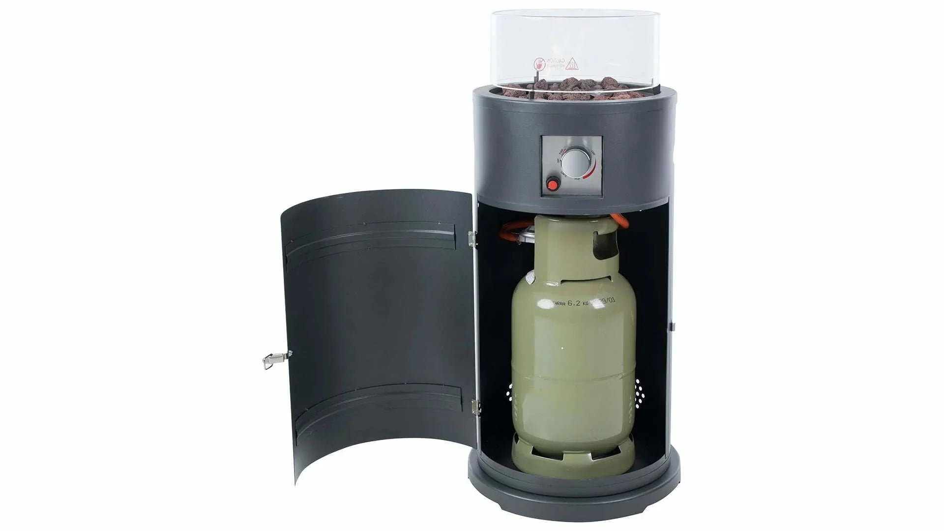 de gasfles van de Sunred Bogo Flame grijze gas terrasverwarmer met 10500 Watt