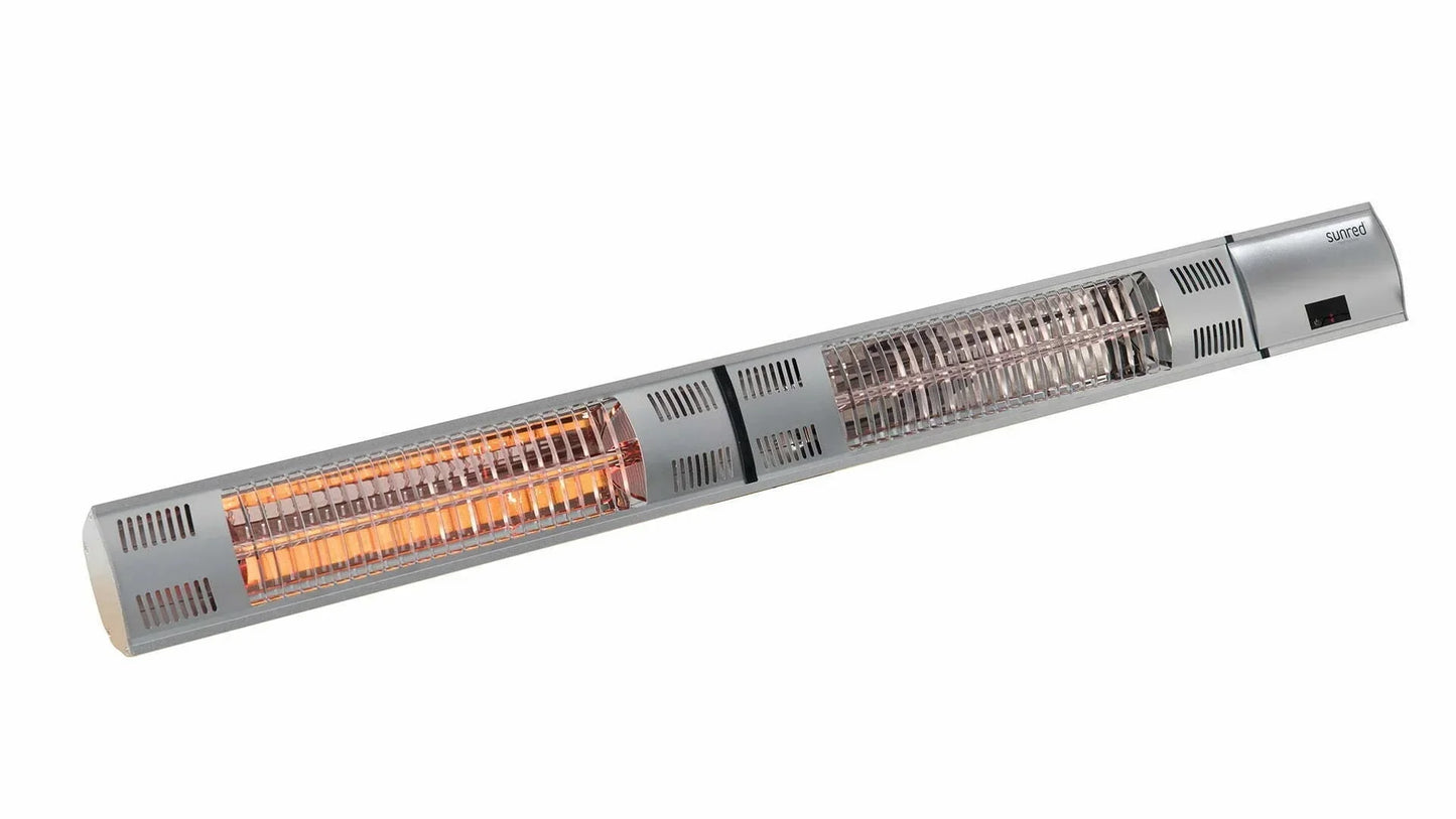 Sunred Ultra zilveren hangend/wand terrasverwarmer met 3000 Watt voor overkapping of tuin