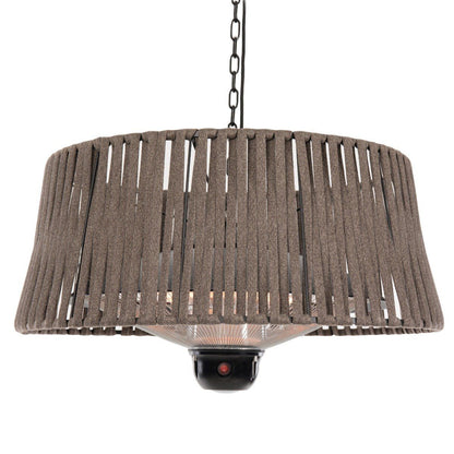 Gemütlicher brauner hängender Artix Corda Bright Terrassenheizer mit 1800 Watt im Lampenschirm-Design