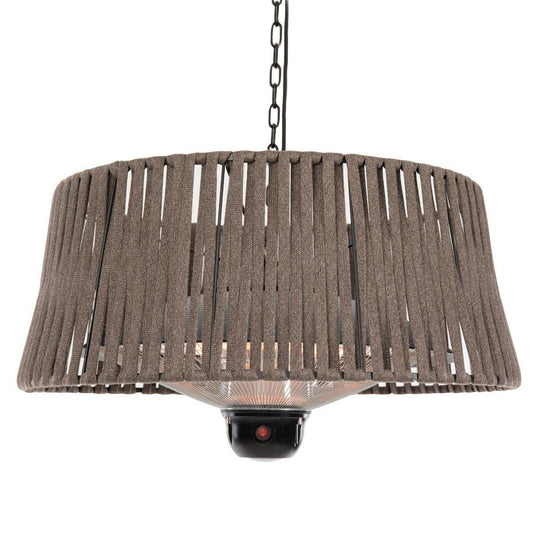 Gemütlicher brauner hängender Artix Corda Bright Terrassenheizer mit 1800 Watt im Lampenschirm-Design