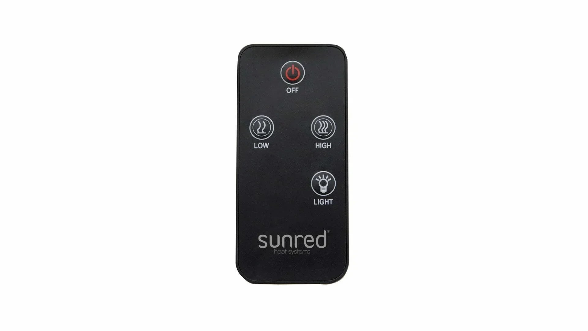 afstandsbediening om de Sunred Compact zwarte heater op afstand te besturen