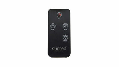 afstandsbediening om de Sunred Compact zwarte heater op afstand te besturen