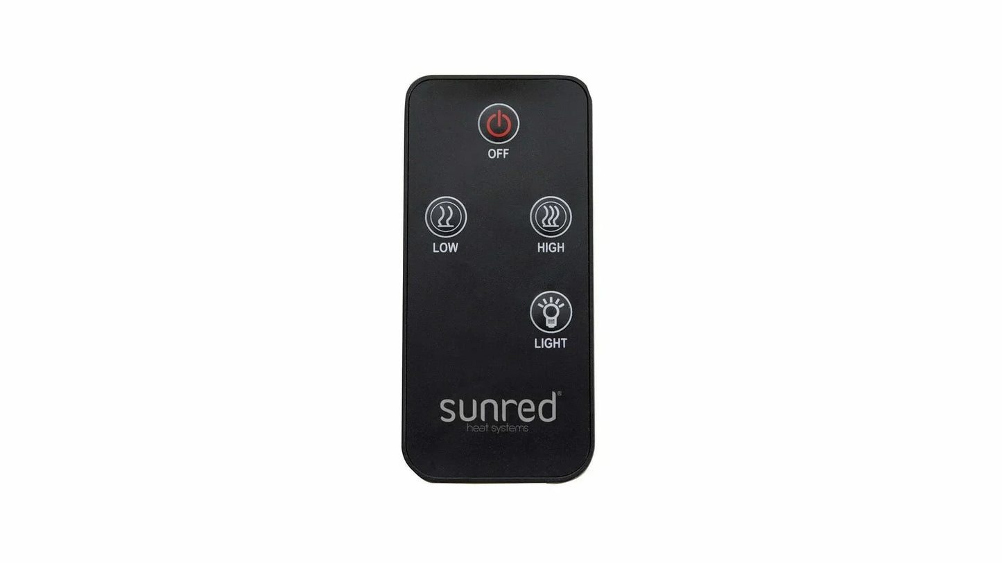 afstandsbediening om de Sunred Compact Artix Bright hangende witte heater te besturen