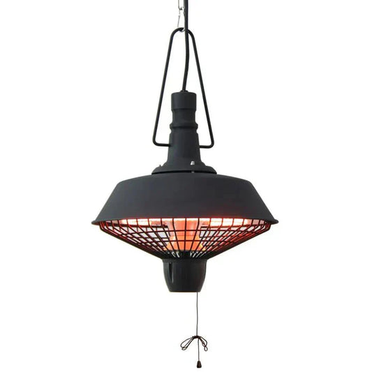 Schwarzer hängender Sunred Indus Terrassenheizer mit 2100 Watt und Halogentechnologie