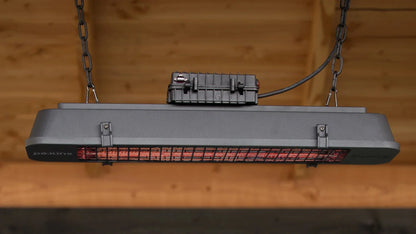 Vintage Dark hangende zwarte Sunred heater voor stijlvolle overkapping