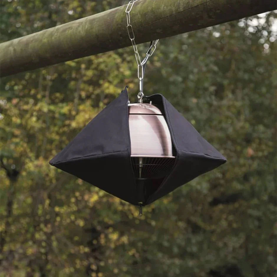 Stijlvolle Sunred grijze hoes van slijtvast polyester voor hangende Gemma terrasverwarmer in gezellige tuin