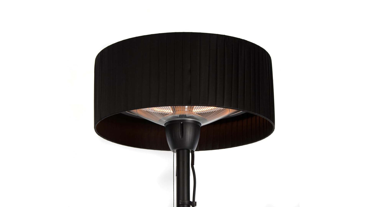 gezellige Staande zwarte Sunred Artix Bright terrasverwarmer met infrarood licht