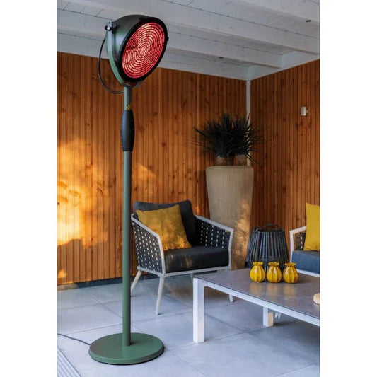 Stehender Sunred Indus Ultra Jade Smart Terrassenheizer mit 2100 W in Roségold/Grün