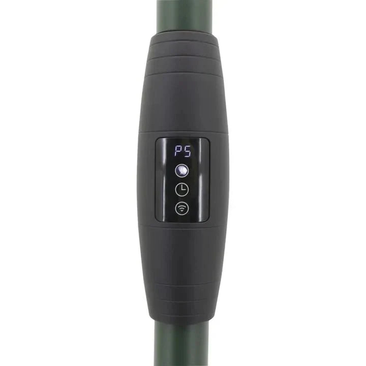 bedieningspaneel van de Sunred Staande groene roségoude Indus Ultra Jade Smart Heater met 2100 Watt