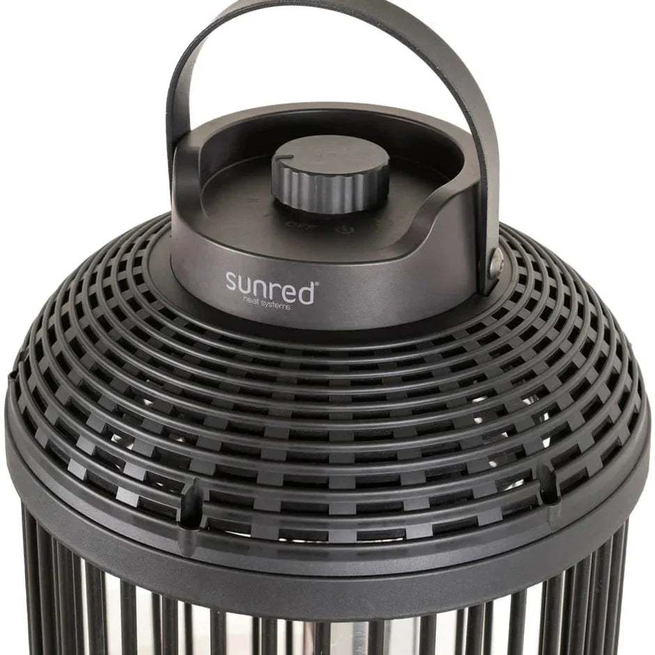bovenkant en draaiknop van de Sunred Indox tafelverwarmer of terrasverwarmer 