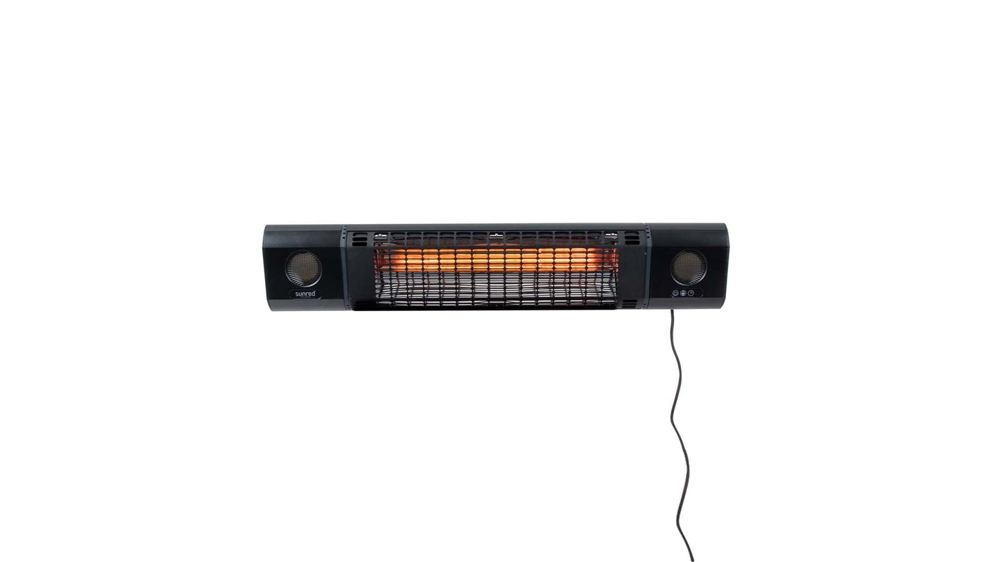Schwarzer Sunred Sun and Sound Ultra Wandheizstrahler mit Bluetooth-Lautsprecher